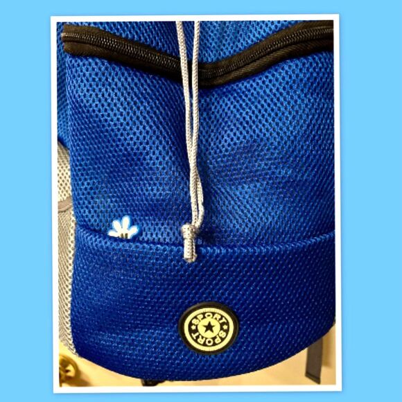 Pet Backpack Carrier Padded Shoulder Breathable Mesh Dog/Cat Blue - Picture 3 of 3